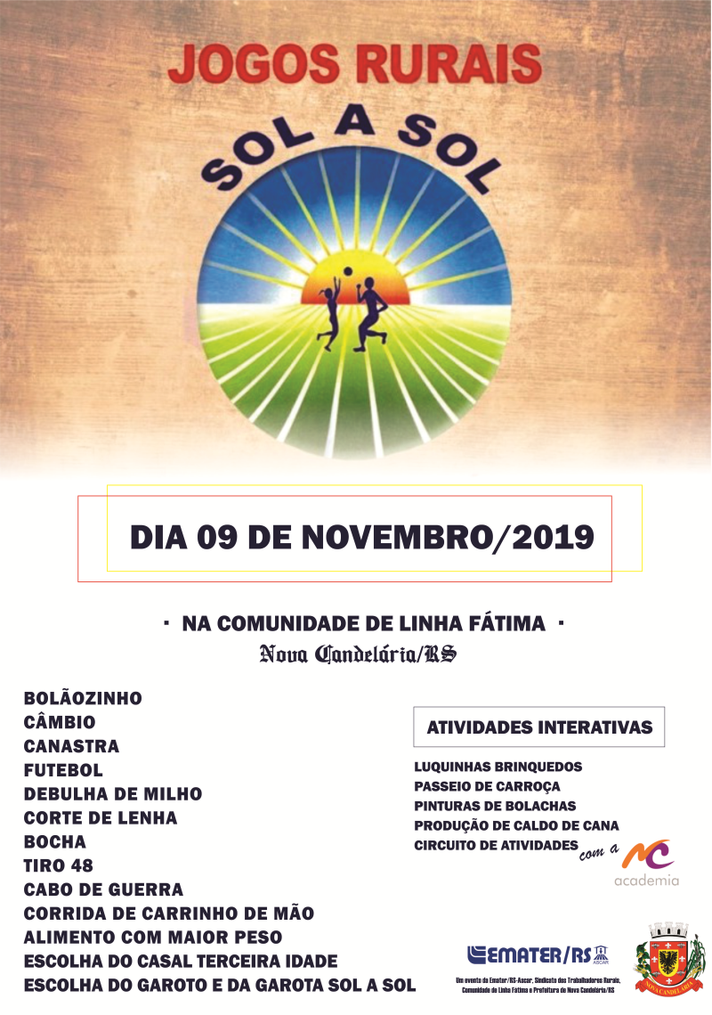 Jogos Rurais Sol a Sol 2019 serão em novembro 